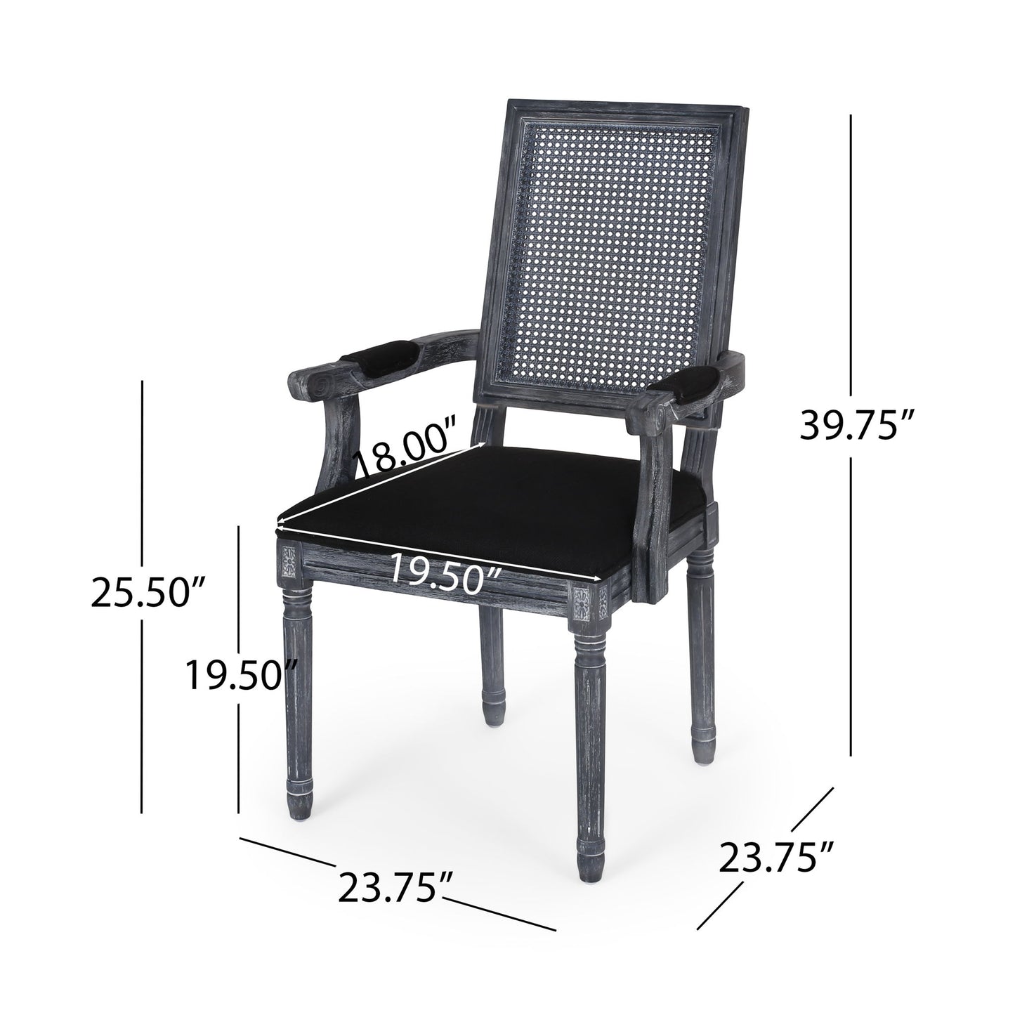 Elegant French Country Style Dining Chair With Cane Backrest Noble House