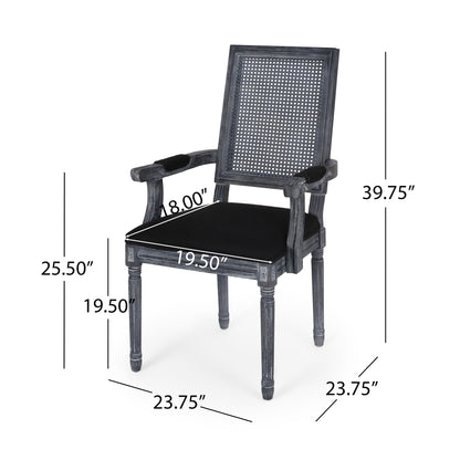 Elegant French Country Style Dining Chair With Cane Backrest Noble House