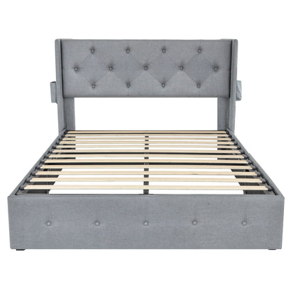Bed With Gas Lift Storage, USB Ports Home Essentials
