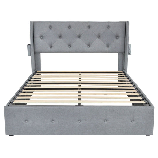 Bed With Gas Lift Storage, USB Ports Home Essentials