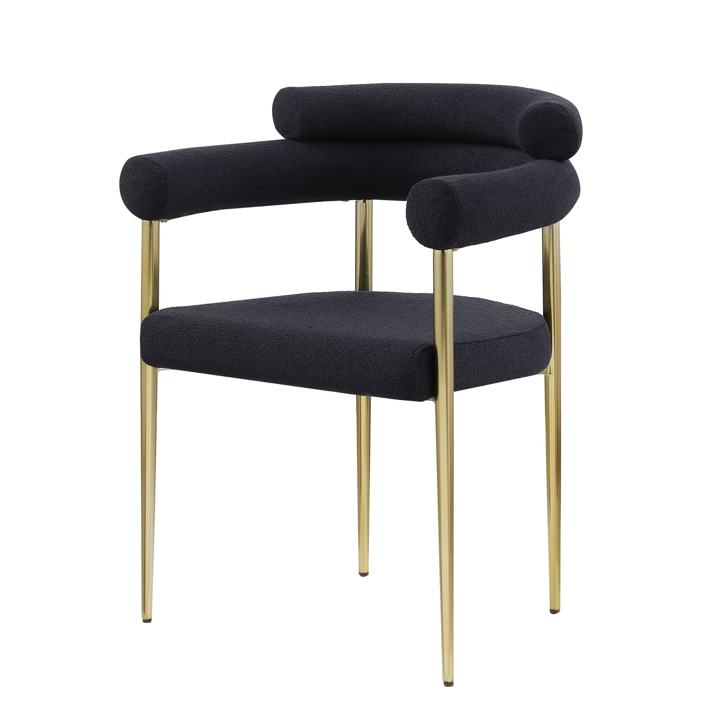 Dining Chairs (Set of 2), Mid-Century Modern Dining Chairs, Kitchen Dining Room Chairs, Round Boucle Backrest Sherpa Dining Chair With Brushed Bronze Metal Legs Home Essentials