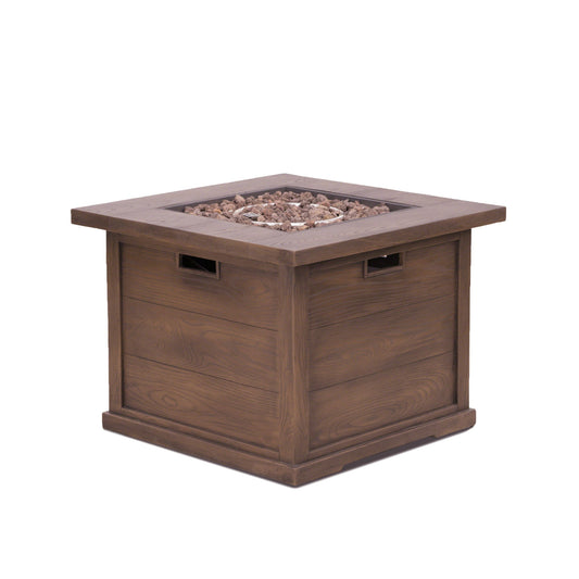 Outdoor Patio Square Gas Burning Mgo Fire Pit, Tank Inside, 40000 Btu Noble House