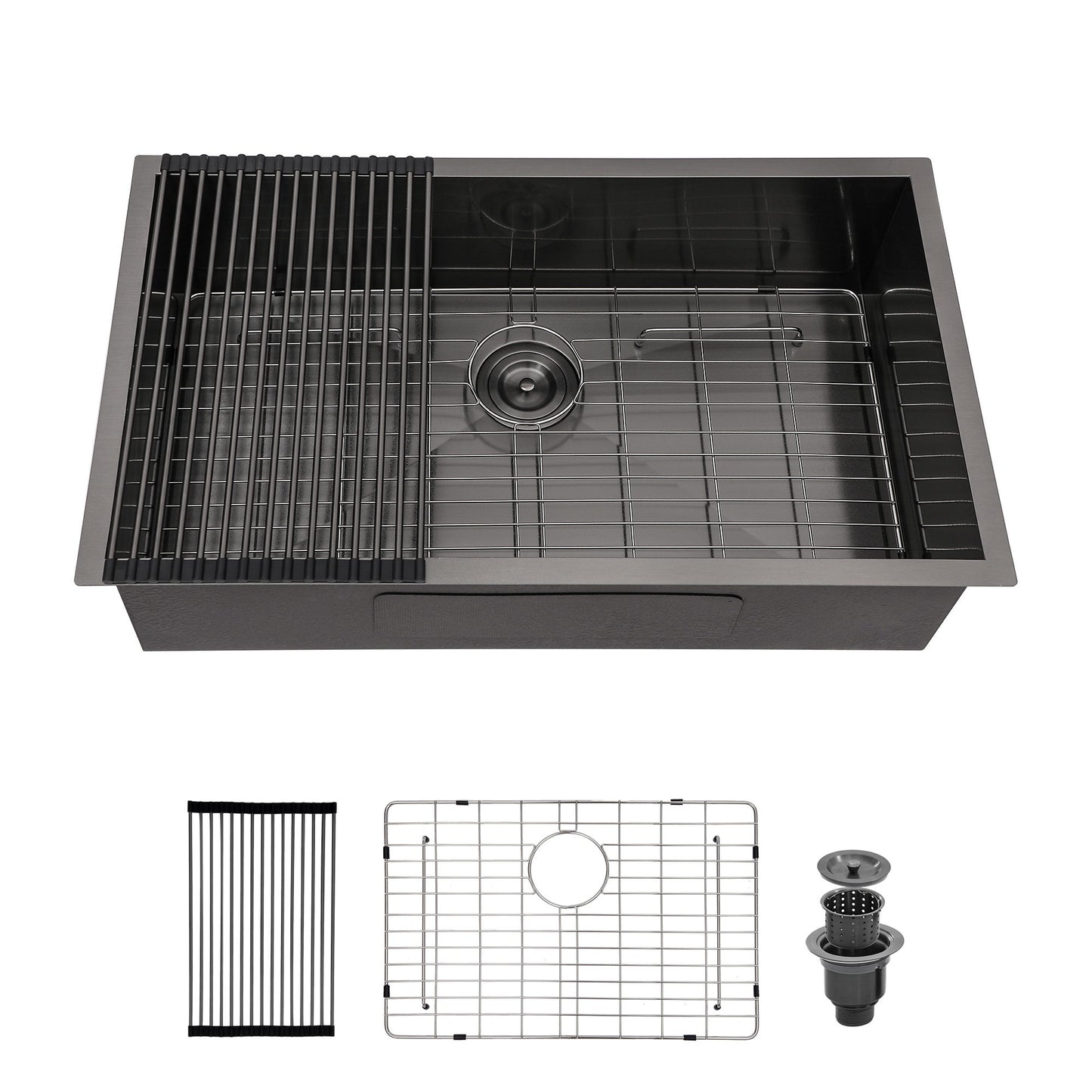 Modern Undermount Stainless Steel Kitchen Sink 16 Gauge, Deep Single Bowl Daily Nest