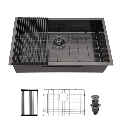 Modern Undermount Stainless Steel Kitchen Sink 16 Gauge, Deep Single Bowl Daily Nest