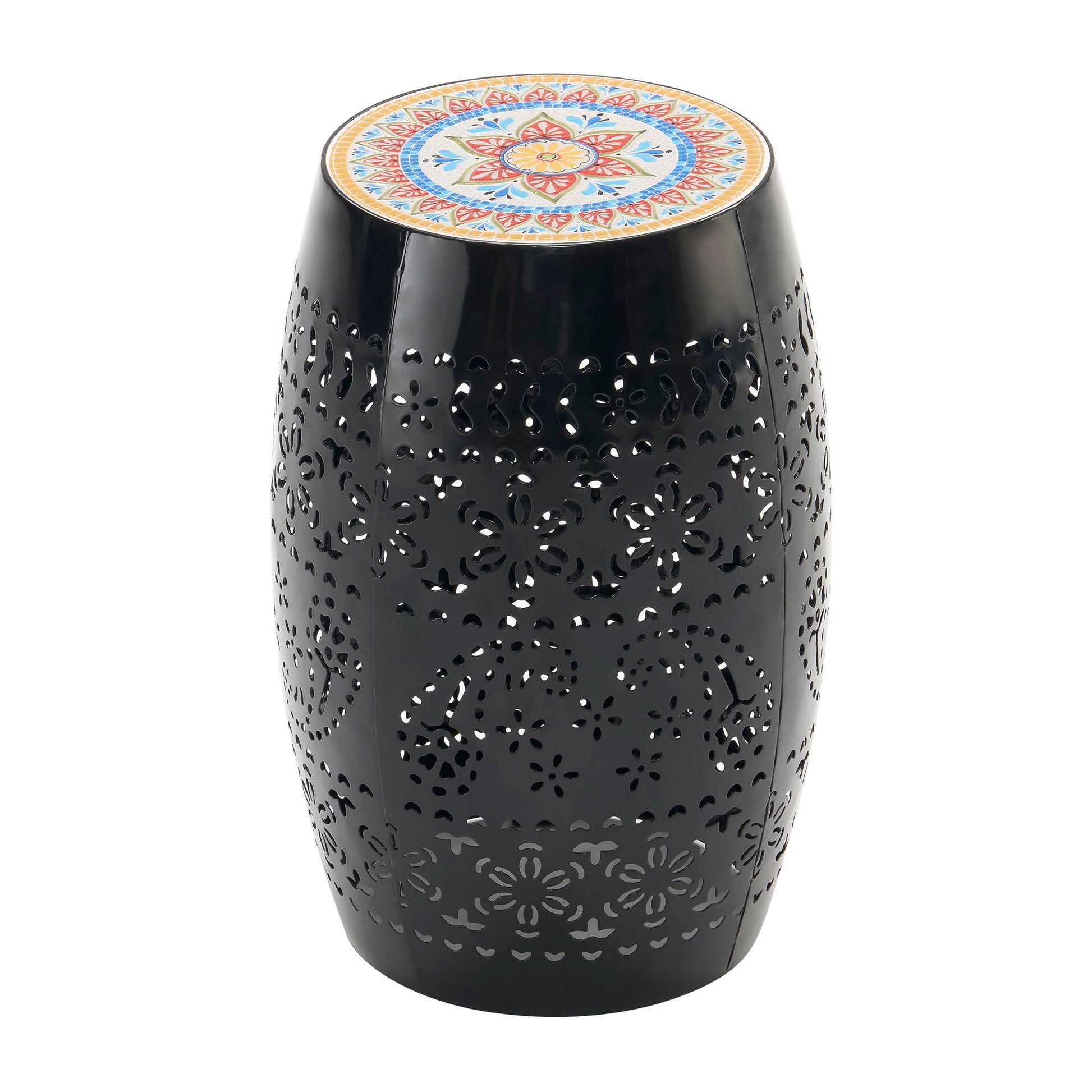 Ruby - Boho Mosaic Side Table With Ceramic Tile Top Noble House