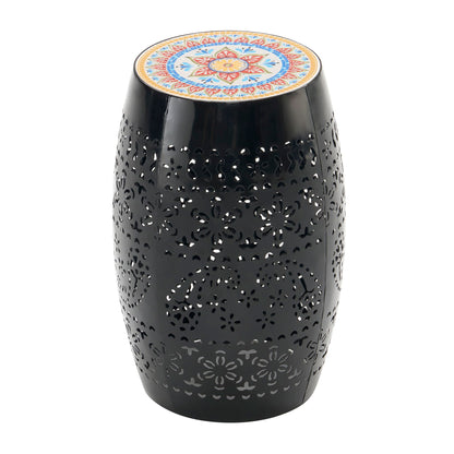 Ruby - Boho Mosaic Side Table With Ceramic Tile Top Noble House