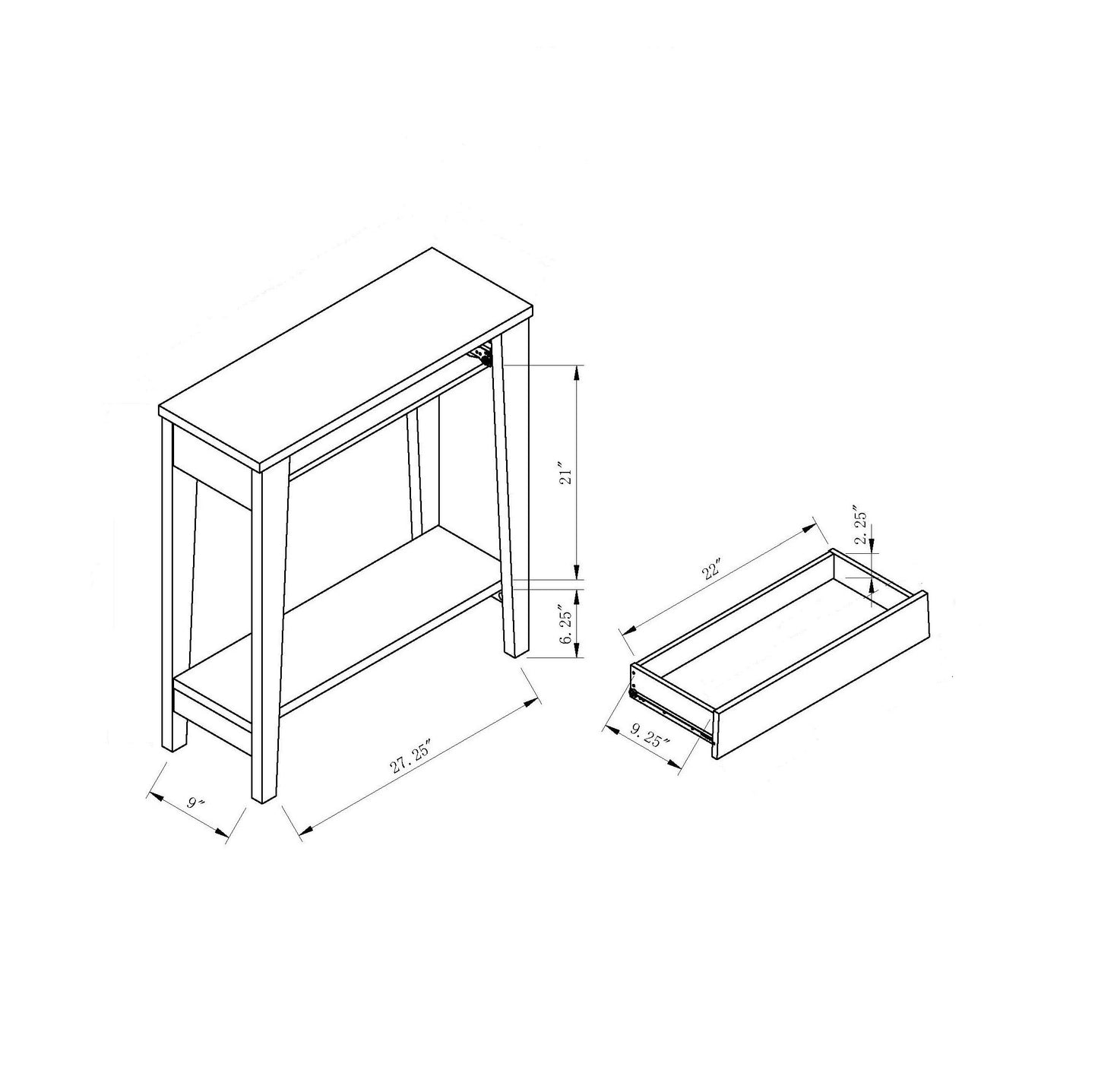 Modern Two Toned Console With Two Shelves - White / Tan