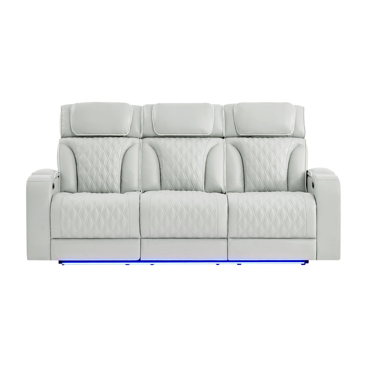 Julian - Power Reclining Sofa With Footrest And LED Lighting - Silver Global Furniture USA