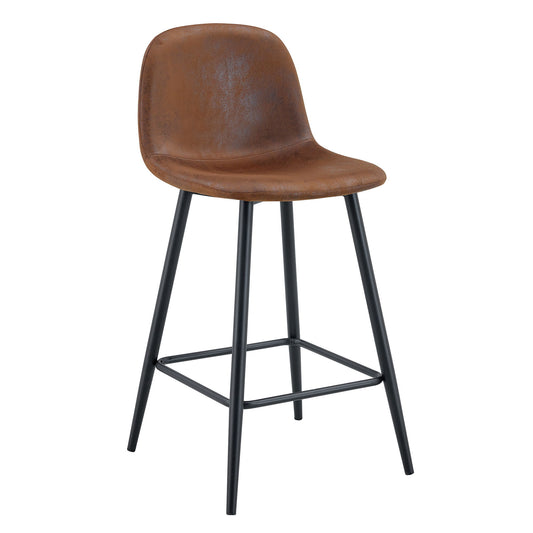 Modern Black Pu Bar Chair Rounded Backrest (Set of 2) Home Essentials