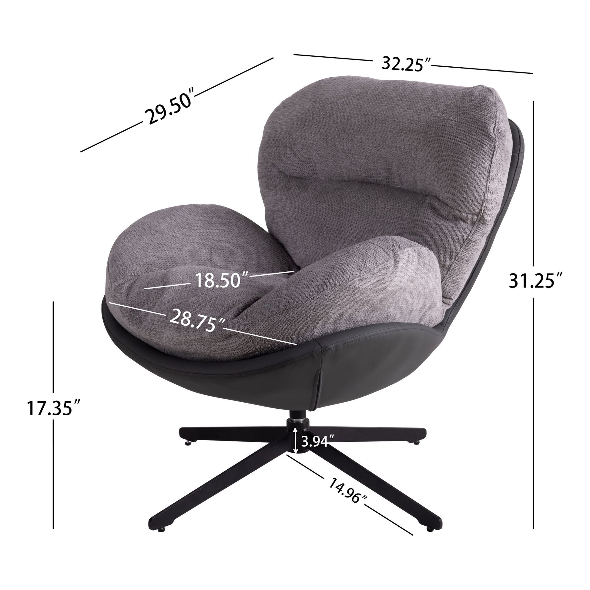 360° Swivel Office Chair, No Wheels Noble House