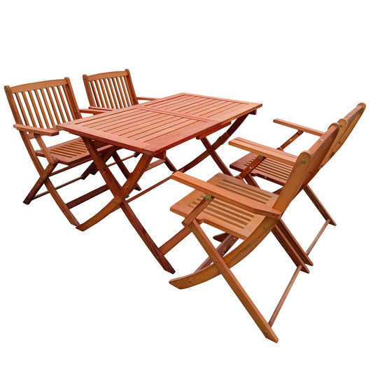 5 Piece Patio Dining Set, 4 Folding Chairs & 1 Dining Table, Indoor And Outdoor Universal - Teak Home Essentials