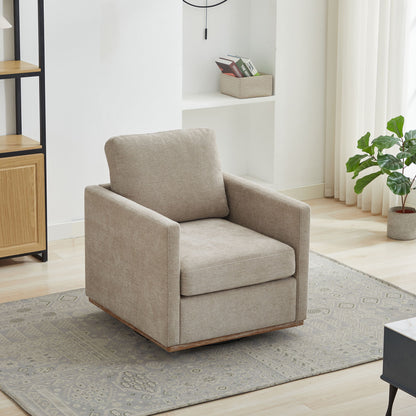 Modern Square Upholstered Swivel Accent Chair With Metal Base Home Essentials