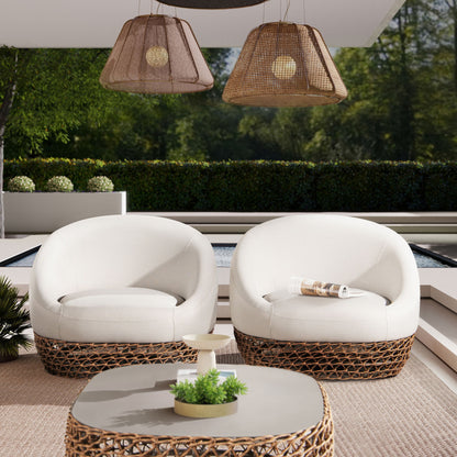Willow - Upholstered Patio Deep Seating Armchair, Wicker Frame Jennifer Taylor Home