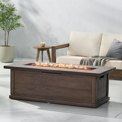 Transitional Rectangular Outdoor Propane Fire Pit With 50,000 Btu Noble House