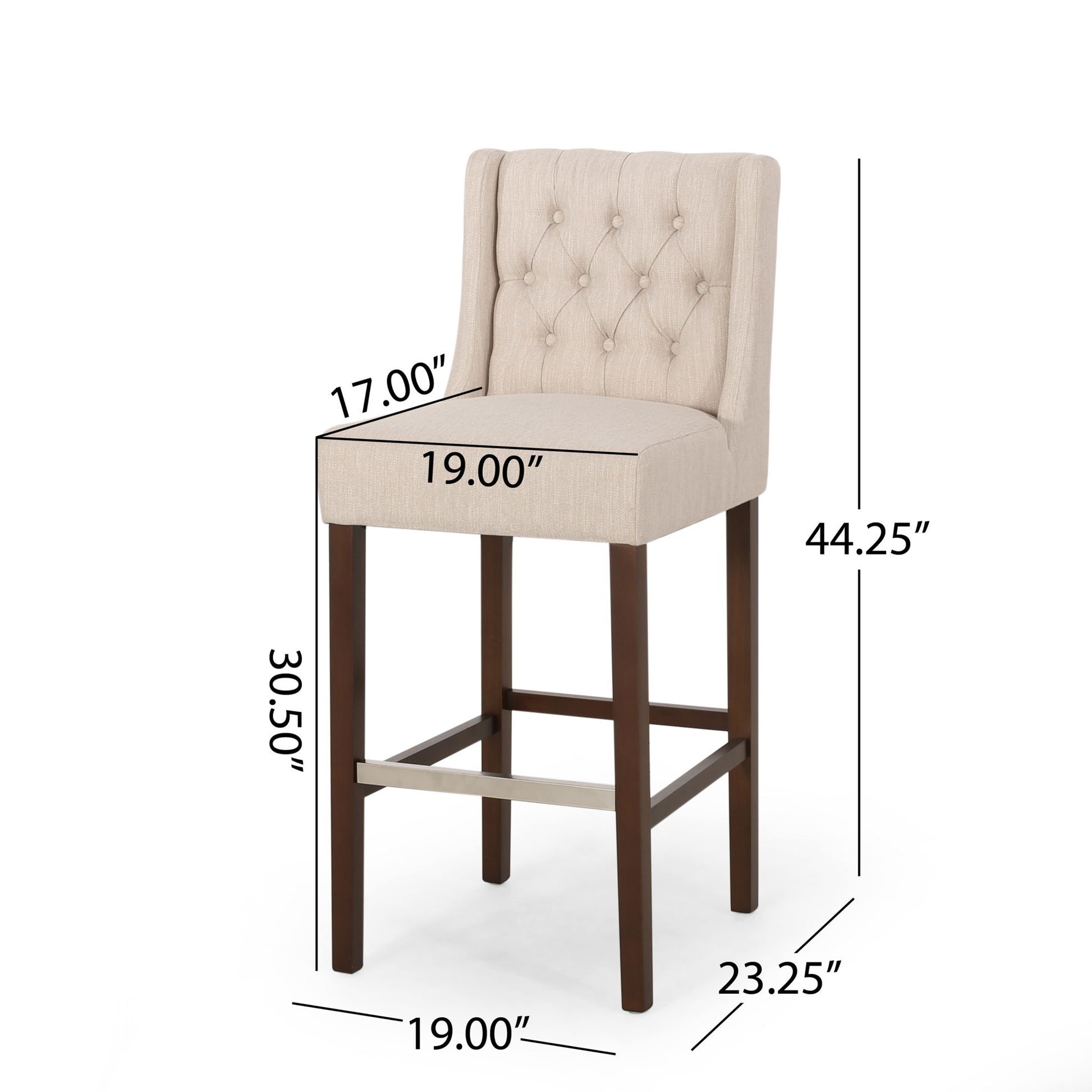Solstara - Upholstered Dining Barstool With Button Tufted And Wing Back Noble House