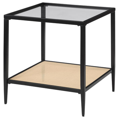 Amherst - Glass Top Metal with Cane Shelf Table Coaster Fine Furniture