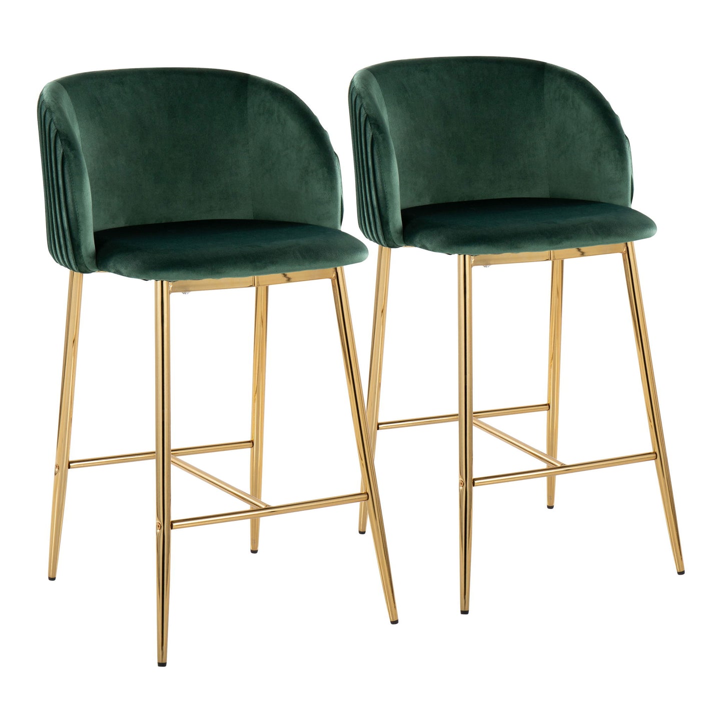 Fran - Pleated Contemporary / Glam Fixed Height Counter Stool (Set of 2) Lumi Source