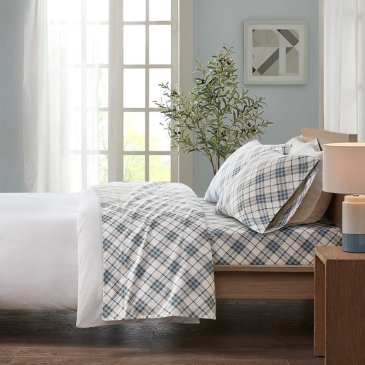 Twin Cozy Sheet Set - Blue Plaid True North by Sleep Philosophy