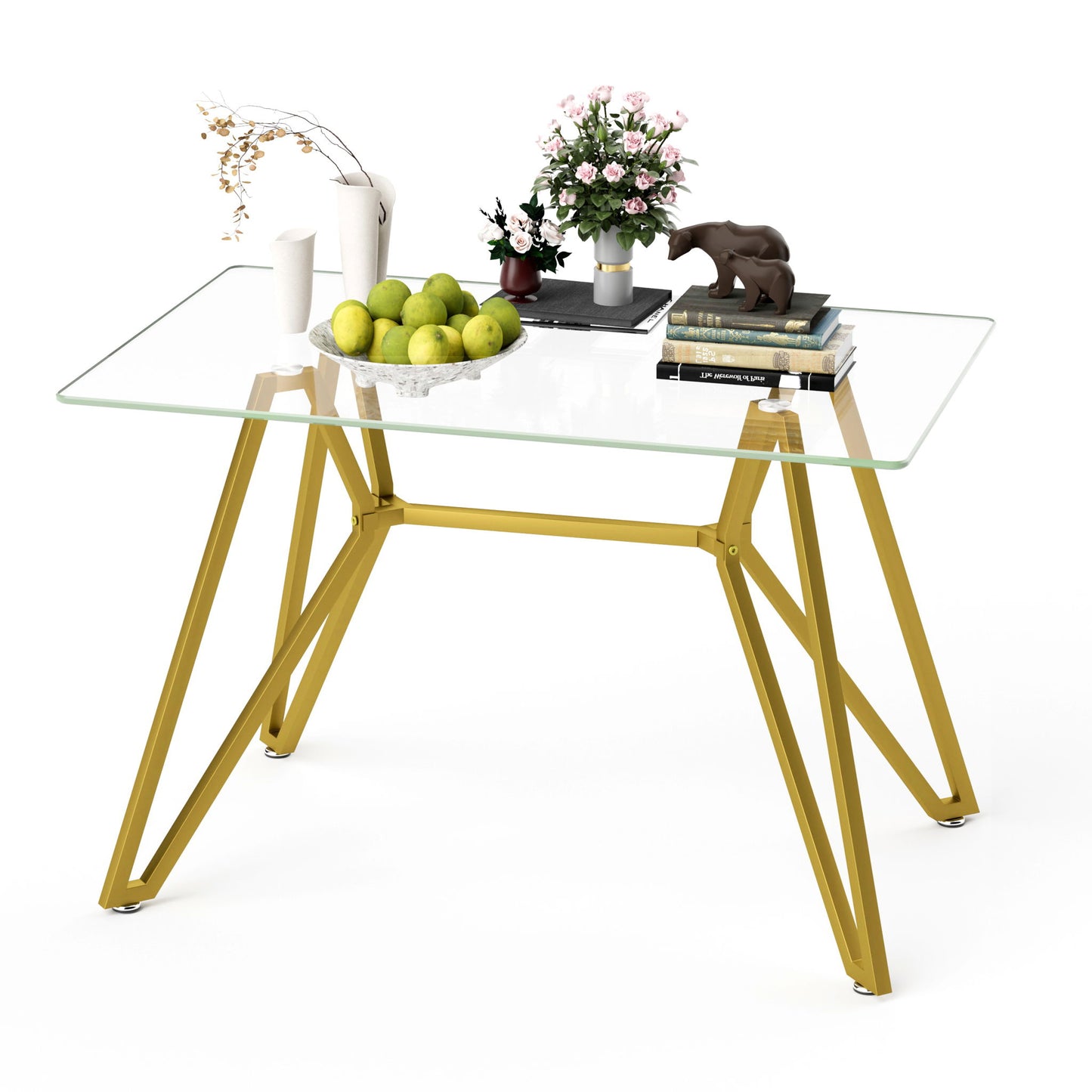 Modern Glass Dining Table With Metal Legs Home Essentials