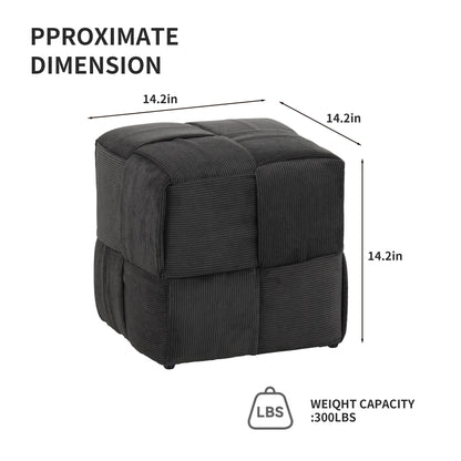 Square Ottoman Foot Rest With Woven Design Home Essentials