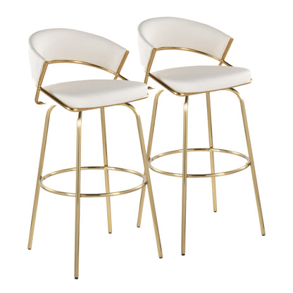 Jie - Fixed Height Contemporary Barstool With Swivel With Round Footrest (Set of 2) Lumi Source