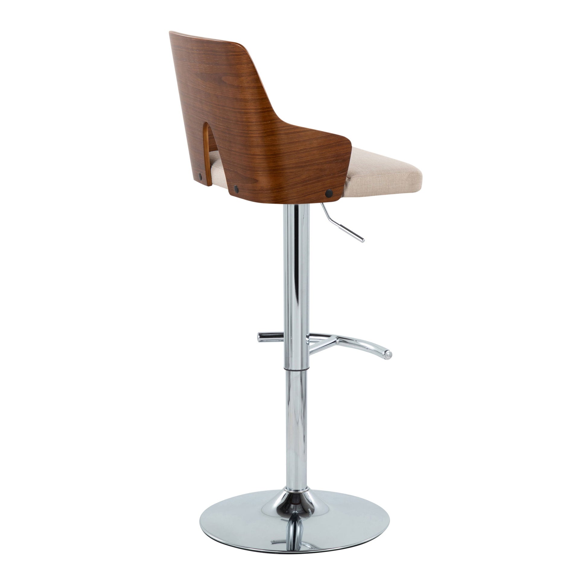 Ariana - Mid Century Modern Adjustable Barstool Stool With Swivel With Rounded T Footrest (Set of 2) Lumi Source