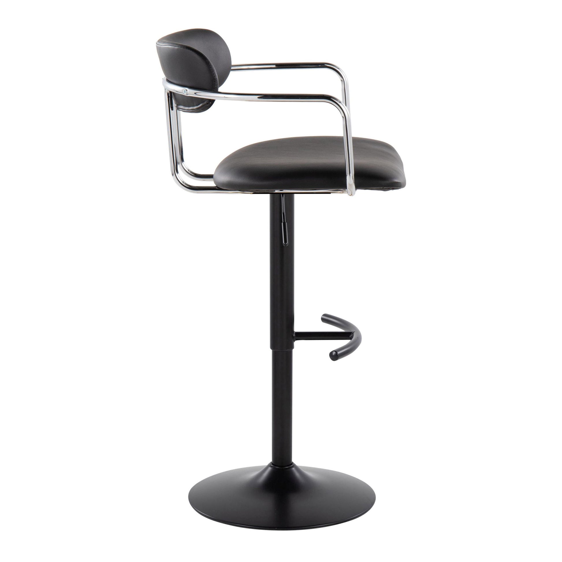 Demi - Contemporary Adjustable Height Barstool With Swivel With Rounded T Footrest (Set of 2) Lumi Source