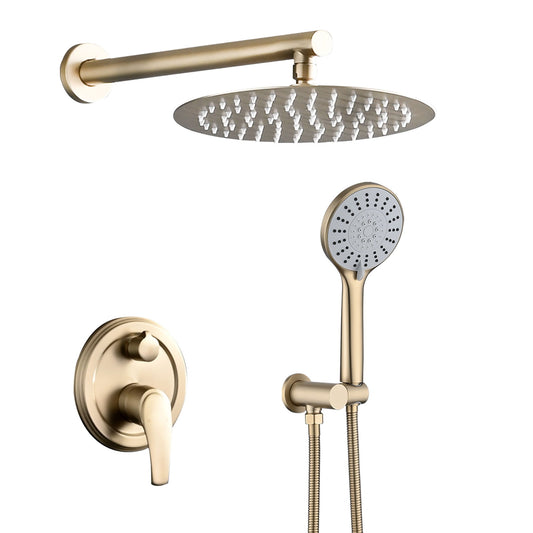 Wall Mounted Shower Set With High Pressure 10" Rain Shower Head And 5 Function Handheld Shower Head Daily Nest