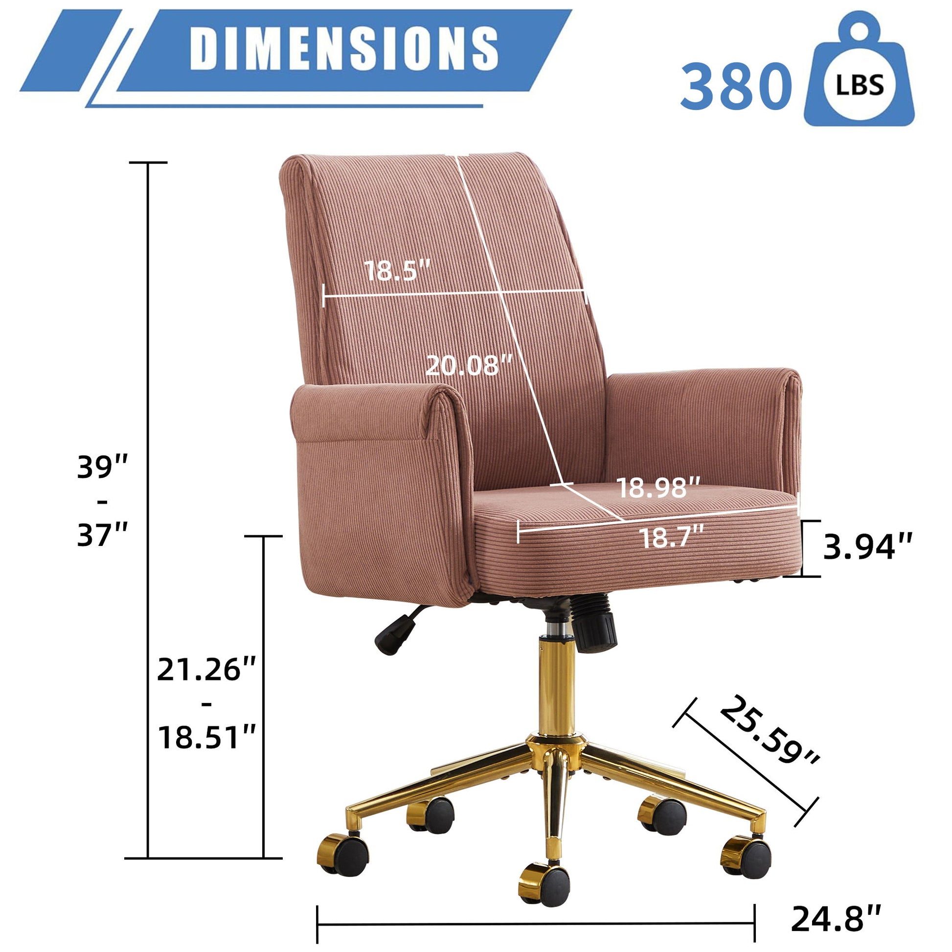 Office Swivel Chair - Light Pink Home Essentials