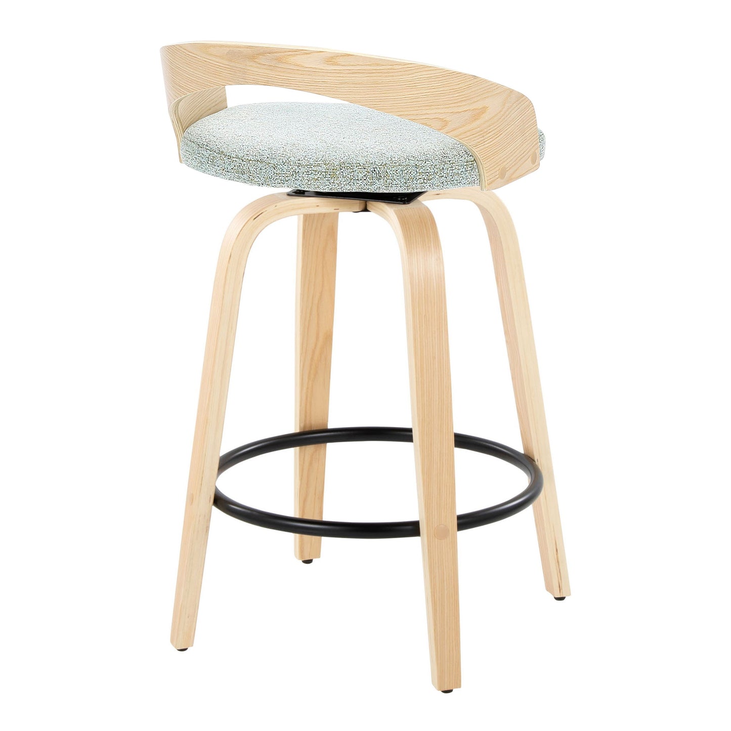 Grotto - Mid-Century Modern Fixed Height Counter Stool Swivel &h Round Footrest Lumi Source