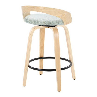 Grotto - Mid-Century Modern Fixed Height Counter Stool Swivel &h Round Footrest Lumi Source