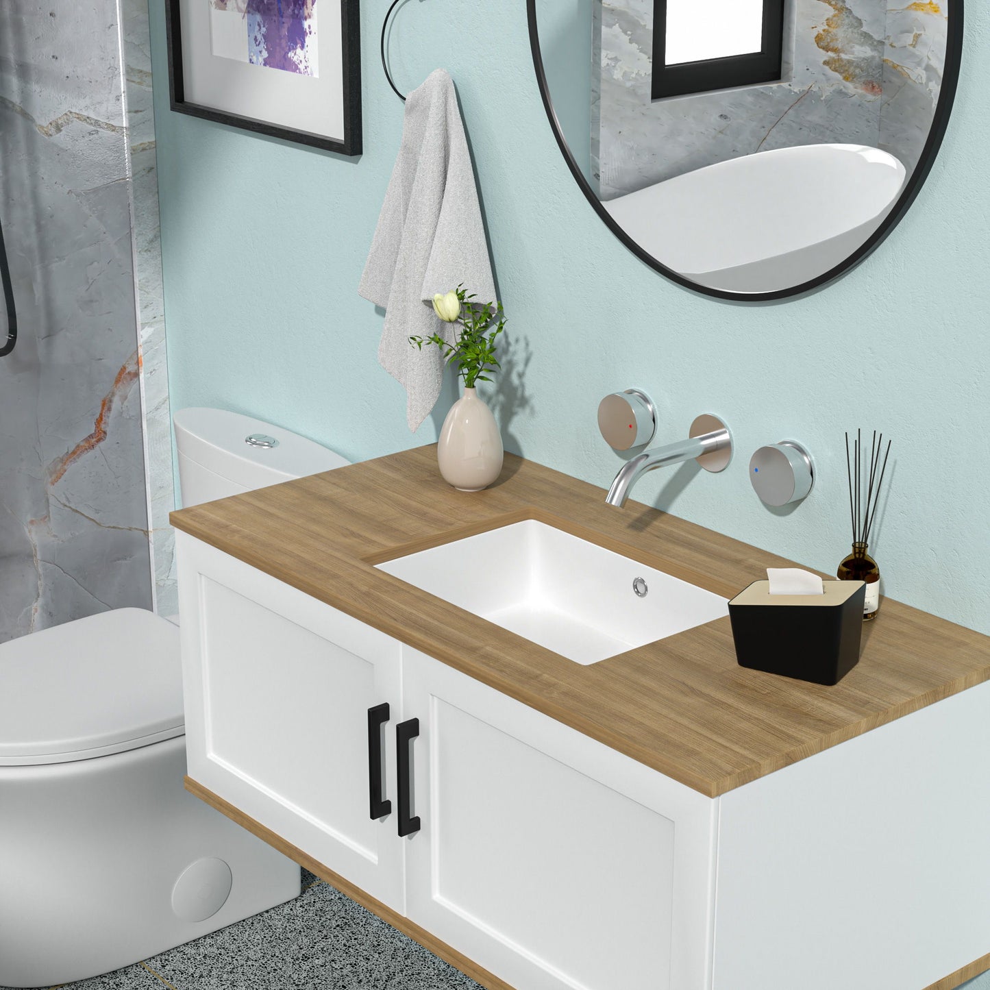 Modern Ceramic Rectangular Undermount Bathroom Sink With Overflow Daily Nest