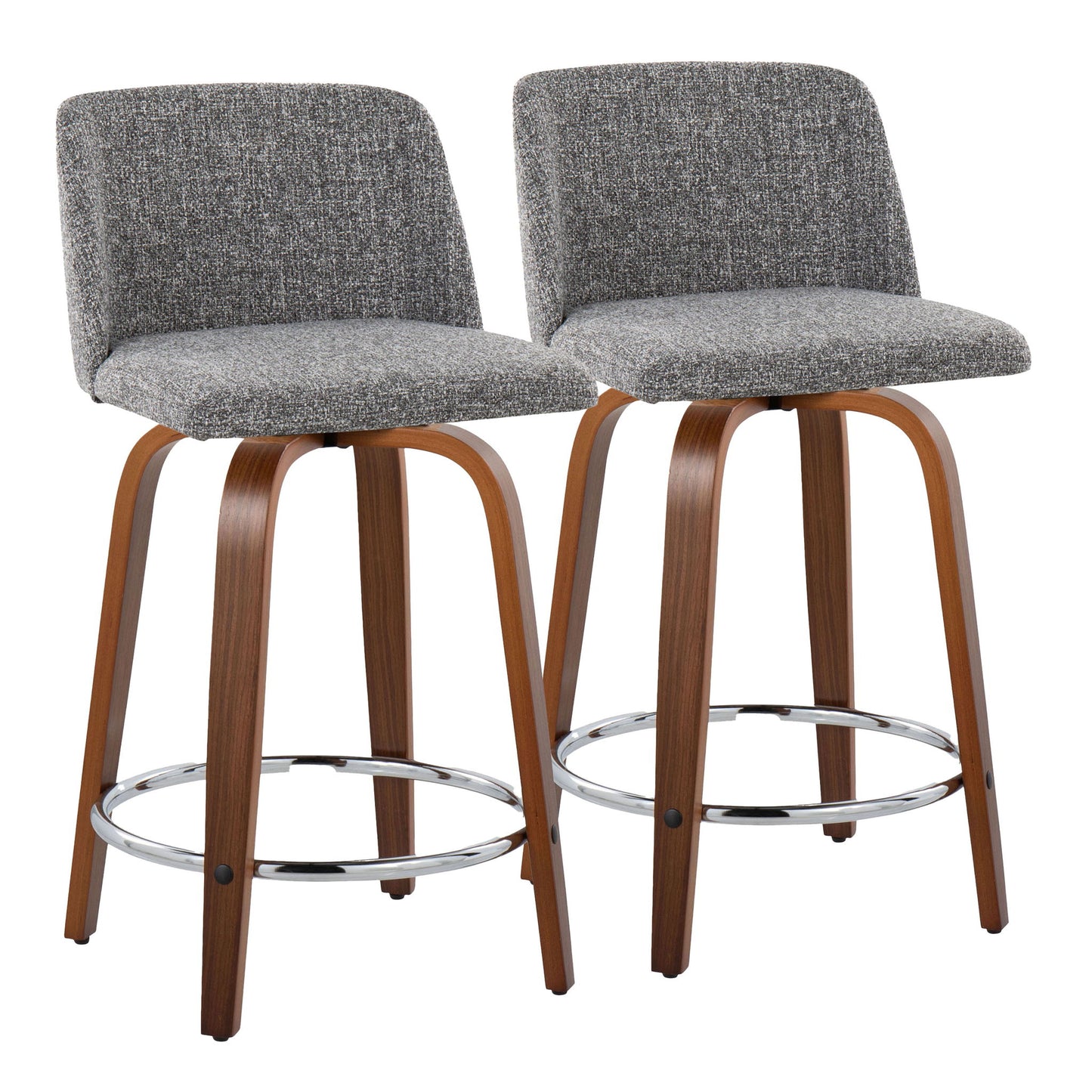 Toriano - Mid Century Modern Fixed Height Counter Stool With Swivel With Round Footrest (Set of 2) Lumi Source