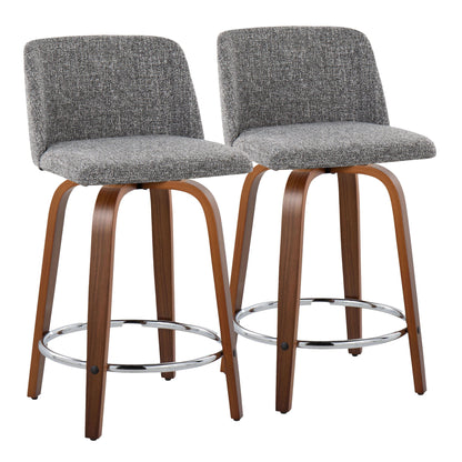 Toriano - Mid Century Modern Fixed Height Counter Stool With Swivel With Round Footrest (Set of 2) Lumi Source