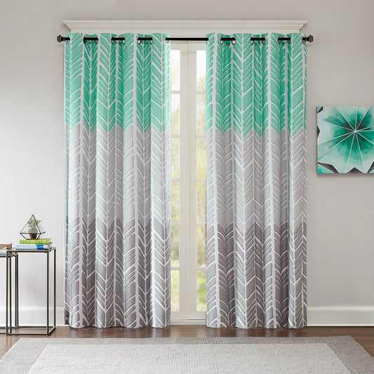 Adel - Printed Total Blackout Window Panel - Aqua