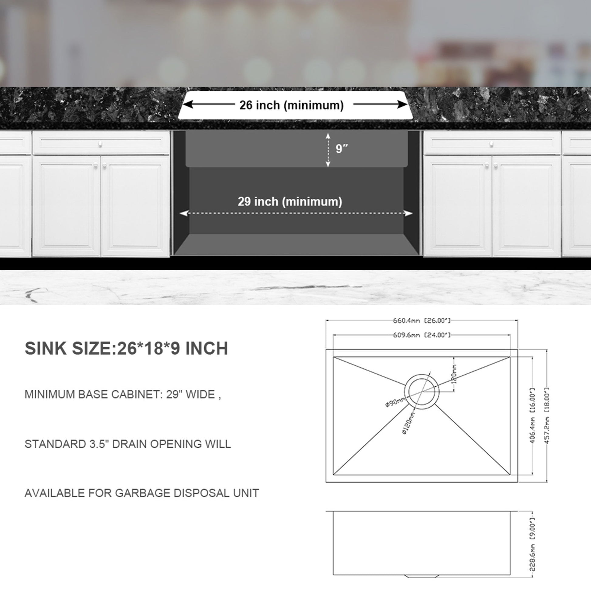 Undermount Stainless Steel Kitchen Sink, Deep Single Bowl Basin Daily Nest