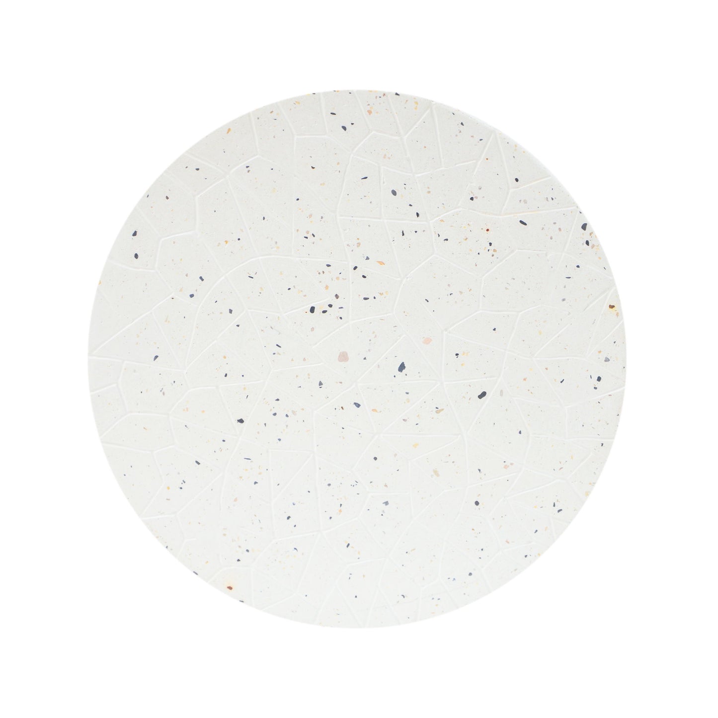 Outdoor Terrazzo Concrete Drum End Table, Living Room Accent Table - White Terrazzo Noble House