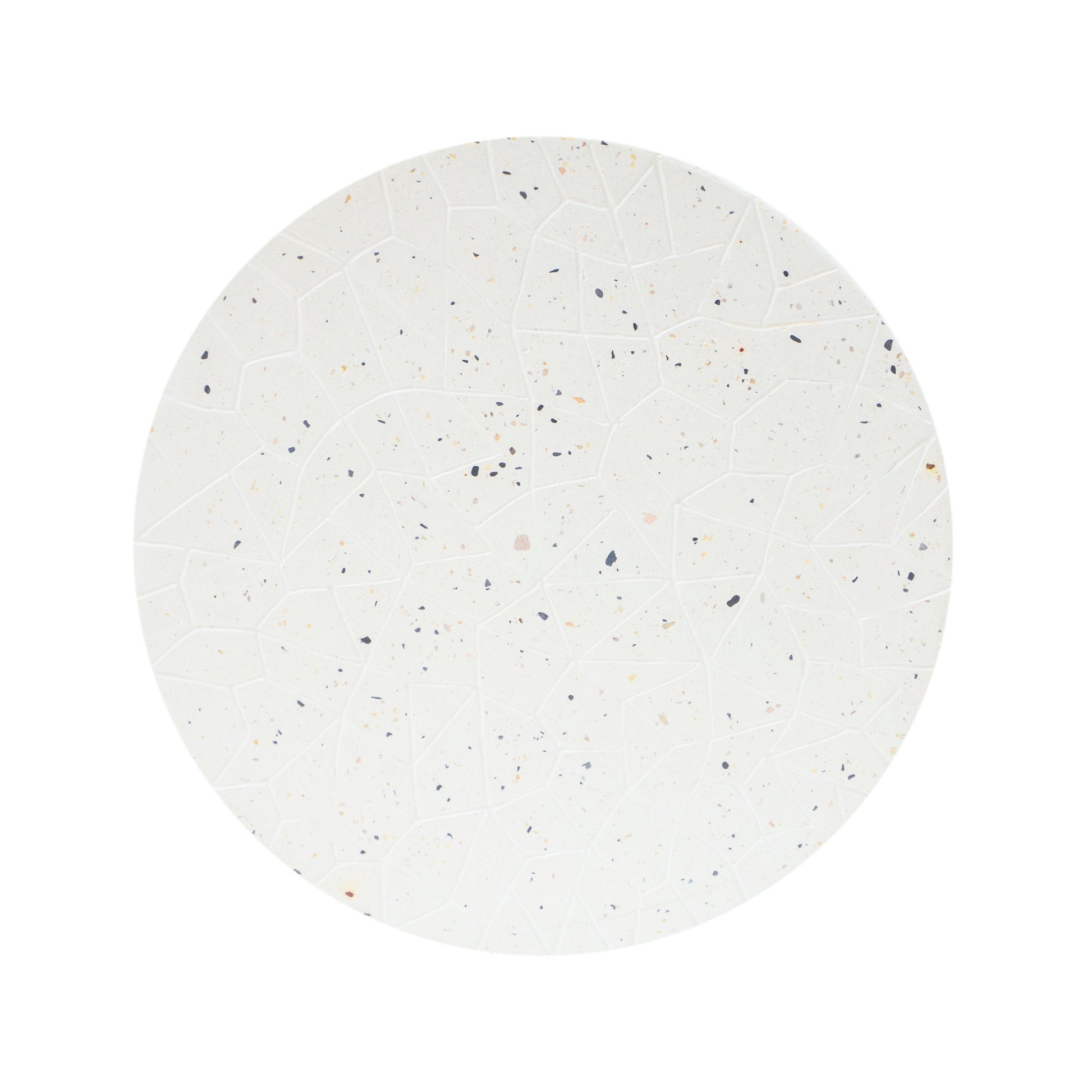 Outdoor Terrazzo Concrete Drum End Table, Living Room Accent Table - White Terrazzo Noble House