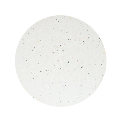 Outdoor Terrazzo Concrete Drum End Table, Living Room Accent Table - White Terrazzo Noble House