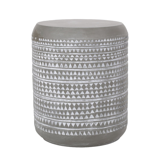Outdoor Side Table With Cylindrical Shape - White Noble House