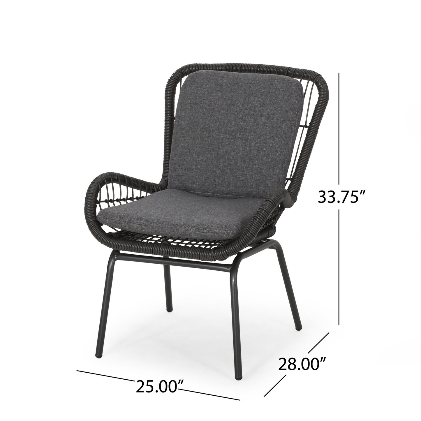 Outdoor Wicker Club Chair With Cushions (Set of 2) Noble House