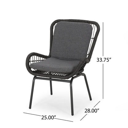 Outdoor Wicker Club Chair With Cushions (Set of 2) Noble House