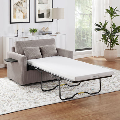 Sleeper Sofa With Foldable Mattress, USB Ports, Side Table & Storage Pocket Hearth and Haven