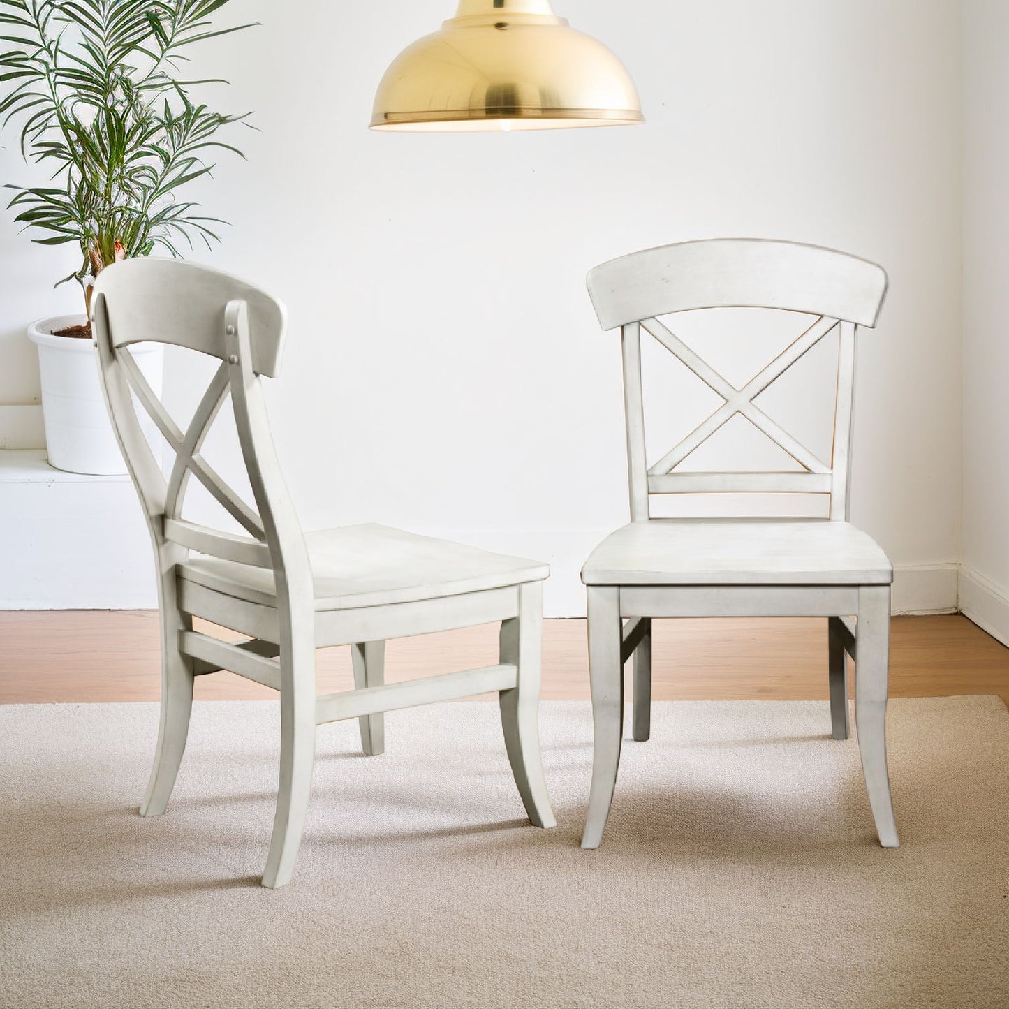 Harola - Cross-Back Dining Side Chairs In (Set of 2) - Smoky White Home Essentials