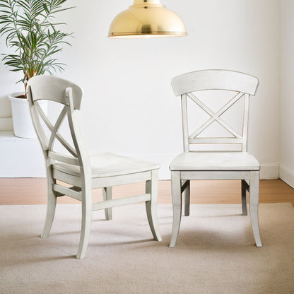 Harola - Cross-Back Dining Side Chairs In (Set of 2) - Smoky White Home Essentials