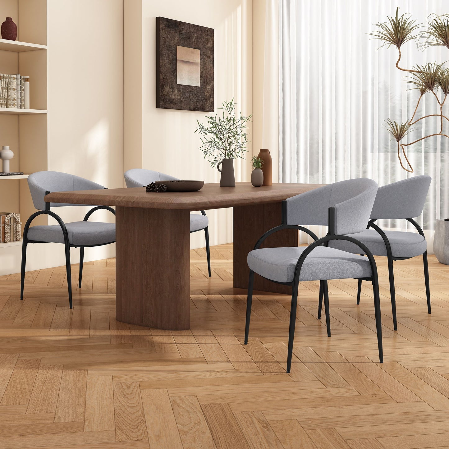 Contemporary Upholstered Dining Chairs With Metal Legs (Set of 2) Noble House