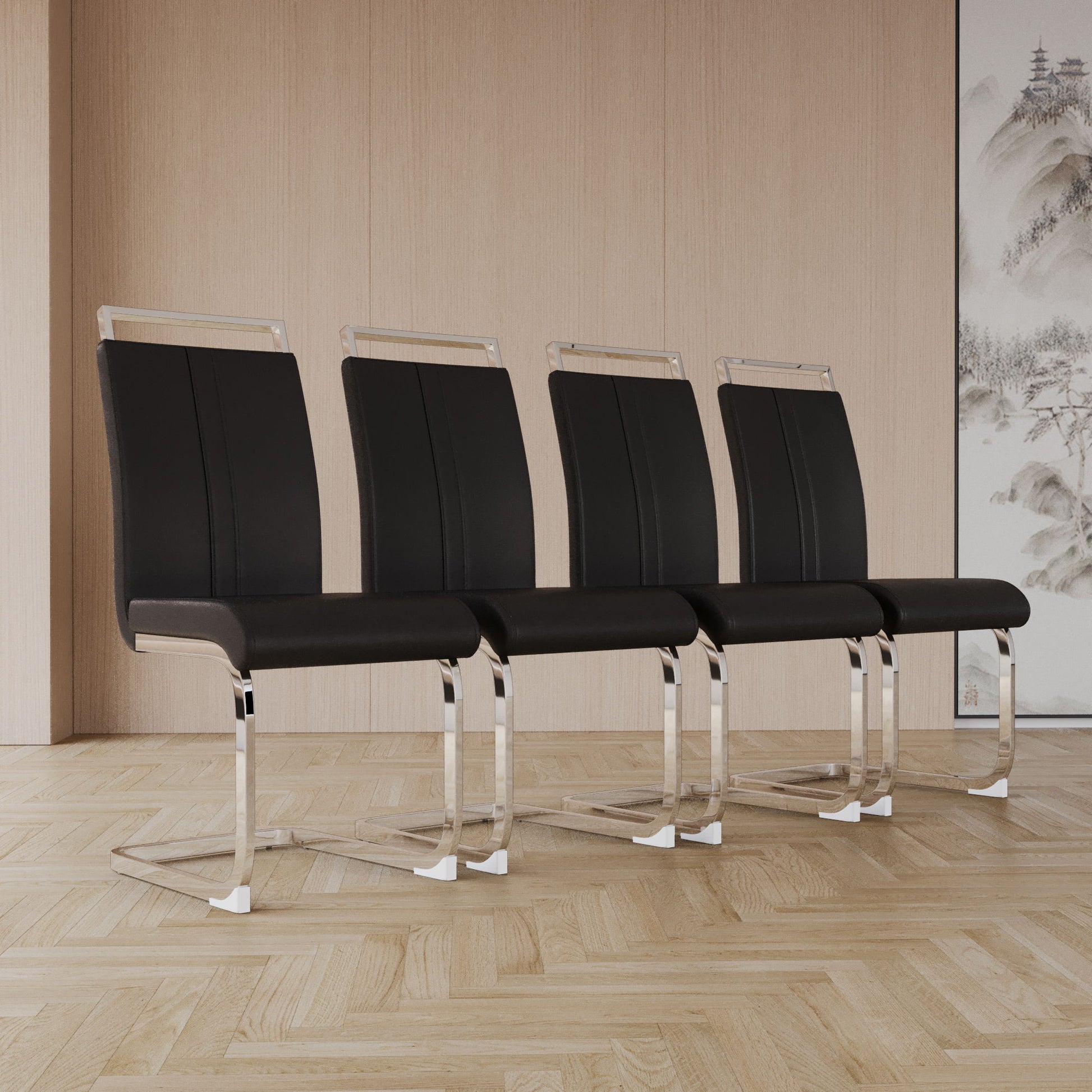 Modern Dining Chairs With Padded Seat, High Back Home Essentials