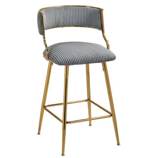 Counter Height Bar Stools With Powder Coating Base And Footrest (Set of 2) - Beige Home Essentials