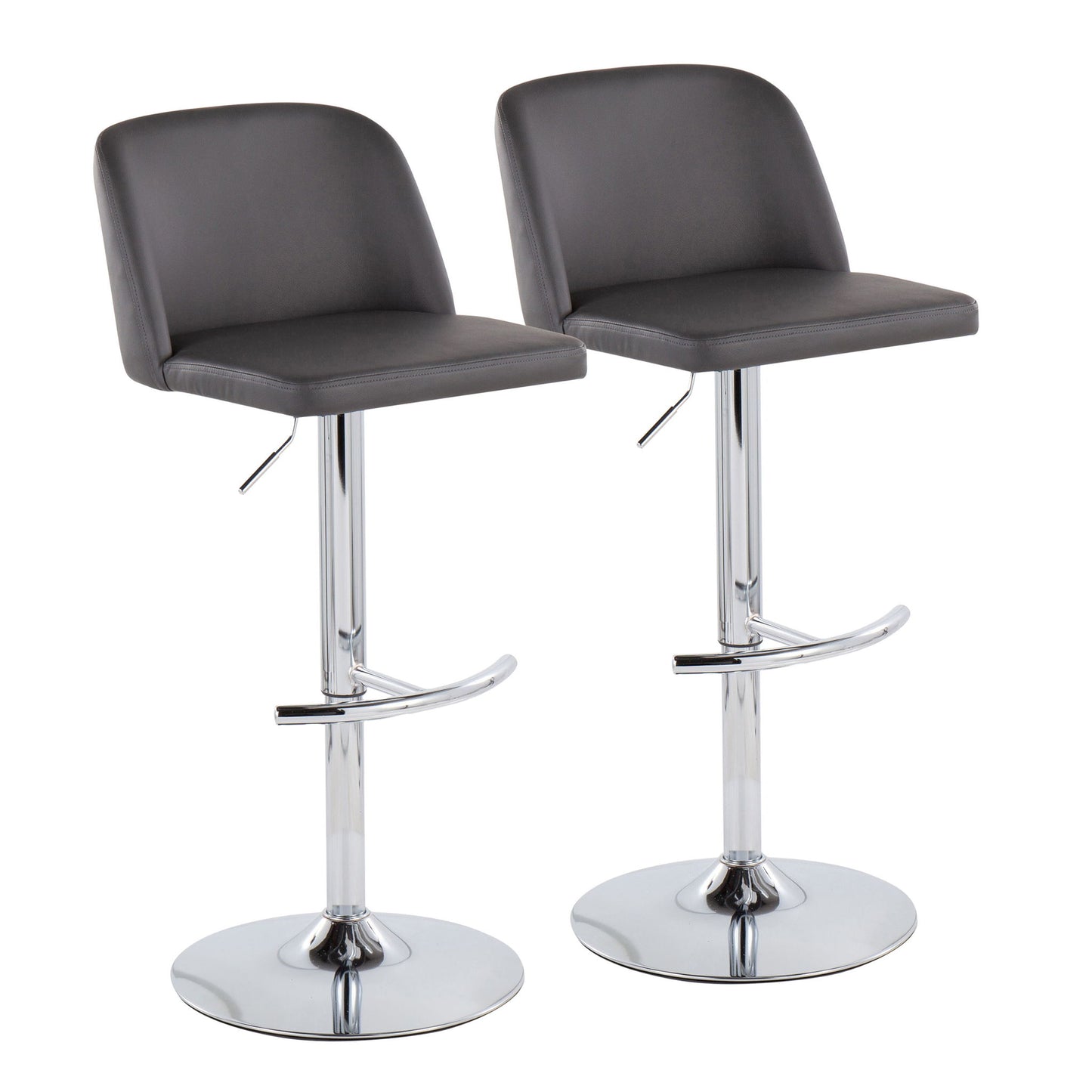 Toriano - Contemporary Adjustable Barstool With Swivel & Rounded T Footrest (Set of 2) Lumi Source