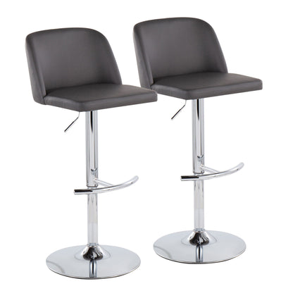 Toriano - Contemporary Adjustable Barstool With Swivel & Rounded T Footrest (Set of 2) Lumi Source